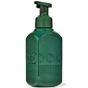 Bath Body Works Dark Green Floral Glass Foaming Hand Soap Dispenser NEW